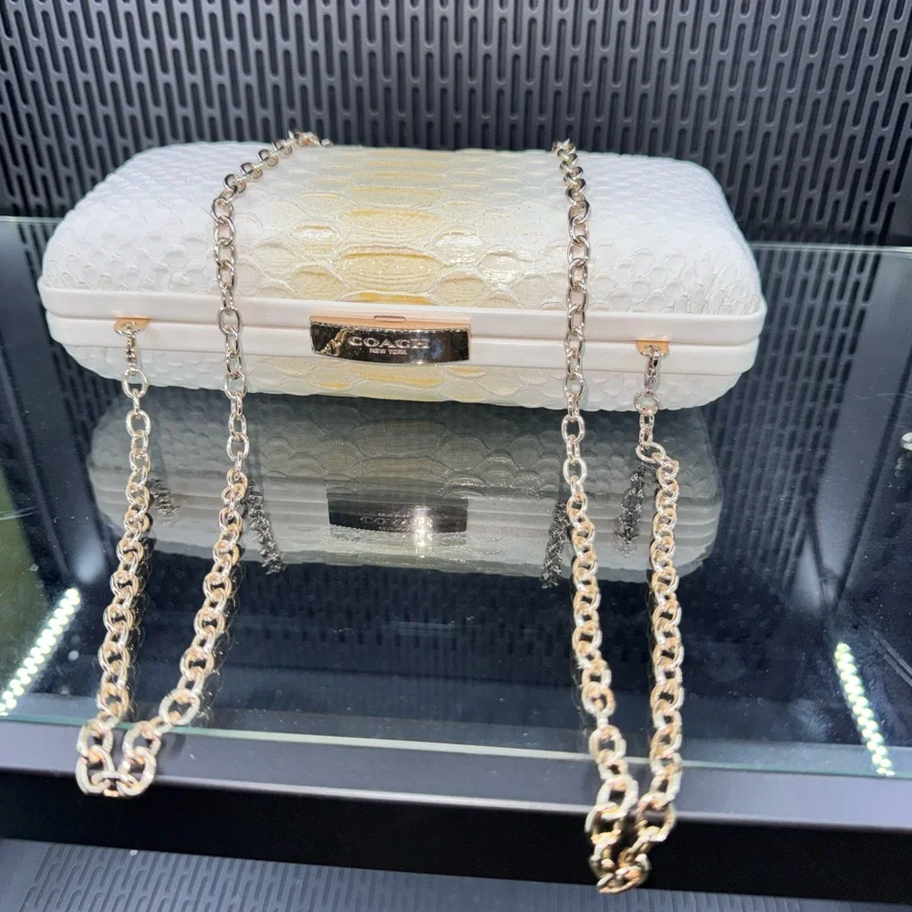 Coach Cream and Gold Textured Clutch